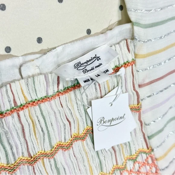 Bonpoint Paysanne Striped Off-White Cotton Dress